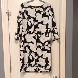 Karl Lagerfeld Monochrome Floral Long Sleeve Dress